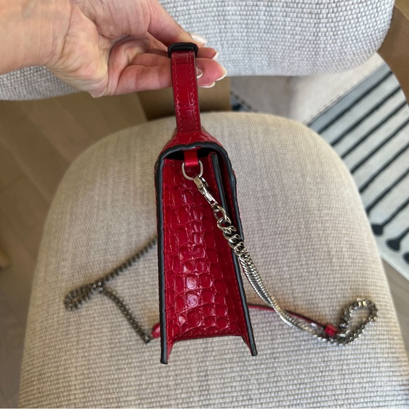 Christian Louboutin Calfskin Alligator Embossed Elisa Baguette in Red - Picture 8 of 12